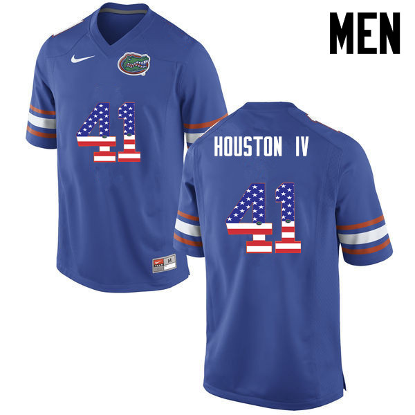 Men Florida Gators #41 James Houston IV College Football USA Flag Fashion Jerseys-Blue - Click Image to Close